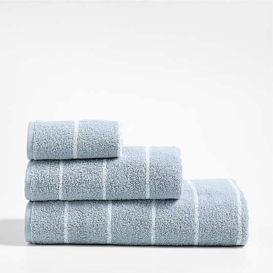Dorm Turkish Organic Cotton Sky Blue Striped Bath Towels