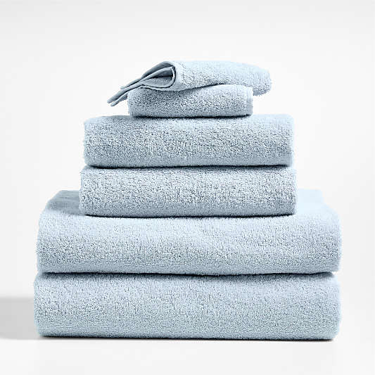 Dorm Turkish Organic Cotton Sky Blue Bath Towel, Set of 6