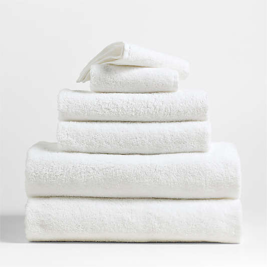 Dorm Turkish Organic Cotton Crisp White Bath Towel, Set of 6