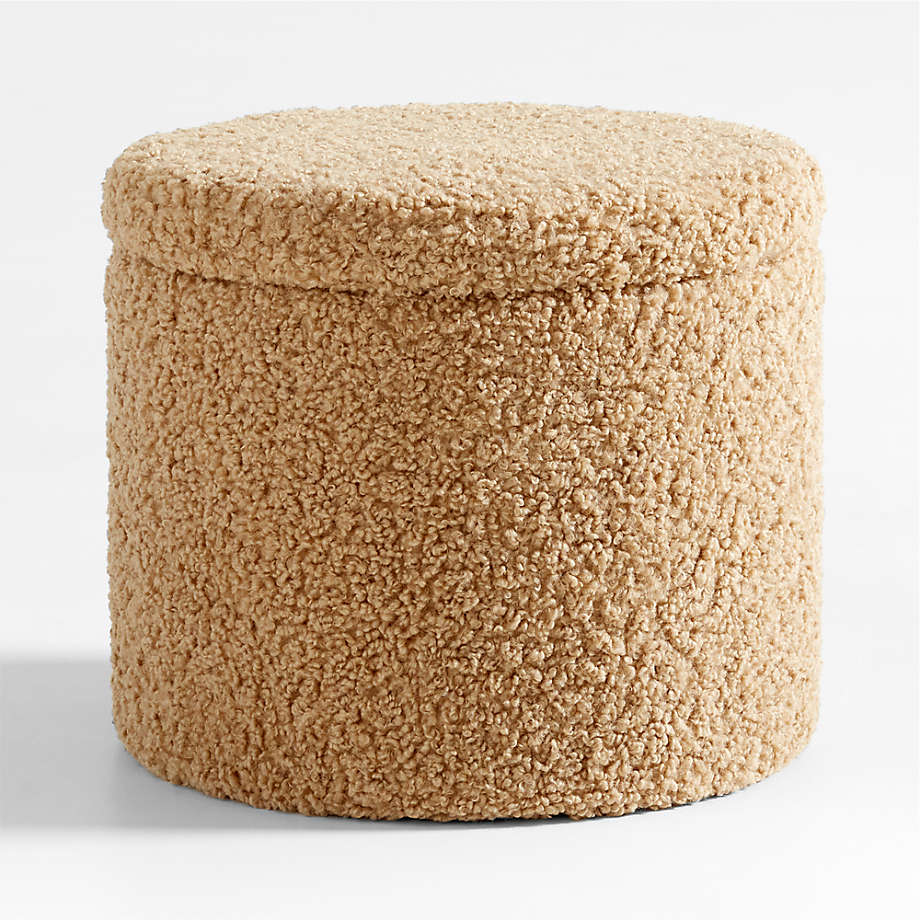 Dot Light Brown Sherpa Kids Storage Ottoman and Stool + Reviews