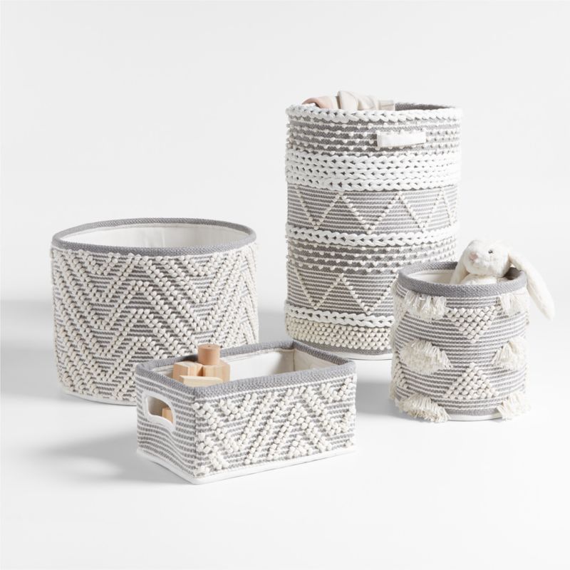 Dottie Grey Woven Macramé Kids Storage Bin - image 5 of 7