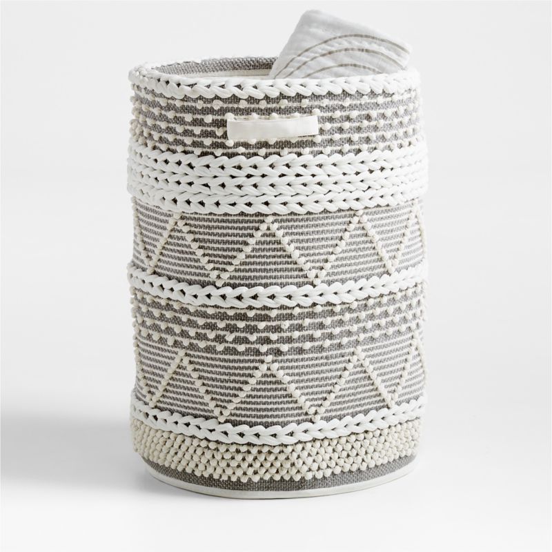 Viewing product image Dottie Grey Woven Macramé Kids Hamper - image 1 of 1
