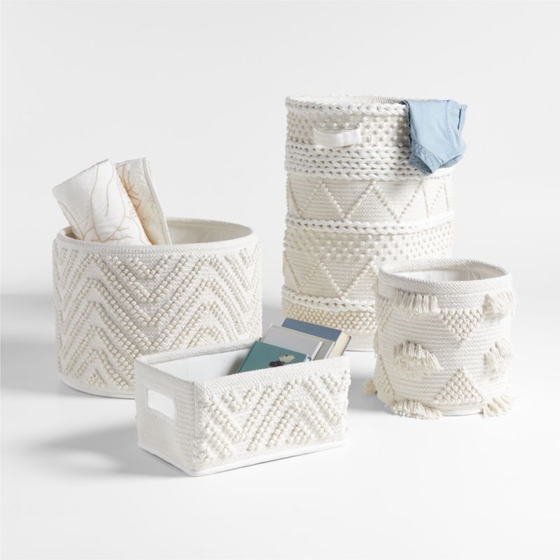 Dottie White Woven Macramé Diaper Caddy - image 2 of 6