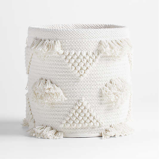 Dottie White Woven Macramé Kids Small Storage Bin