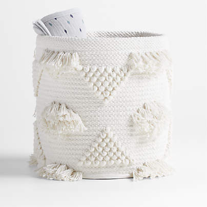 Dottie White Woven Macramé Kids Small Storage Bin