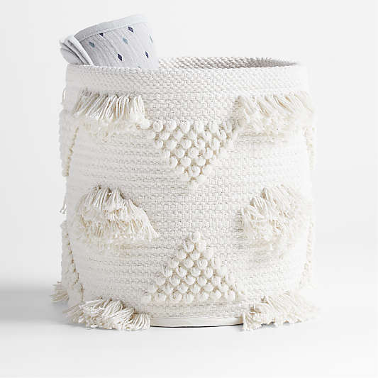 Dottie White Woven Macramé Kids Small Storage Bin