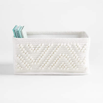 Dottie White Woven Macramé Diaper Caddy