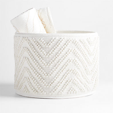 View Dottie White Woven Macramé Kids Storage Bin details
