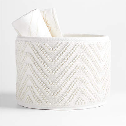 Dottie White Woven Macramé Kids Storage Bin