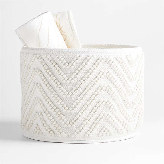 Dottie White Woven Macramé Kids Storage Bin