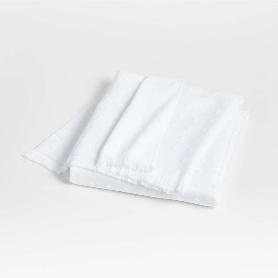Dotty Organic Cotton White Bath Sheet + Reviews Crate & Barrel