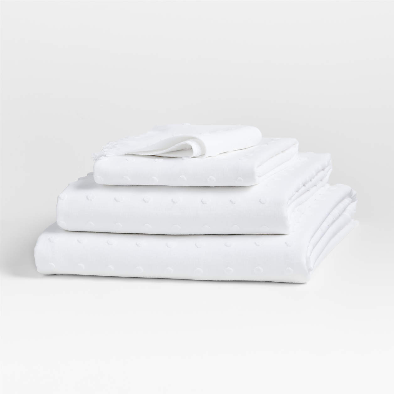 Dotty Organic Cotton White Bath Towels Crate & Barrel