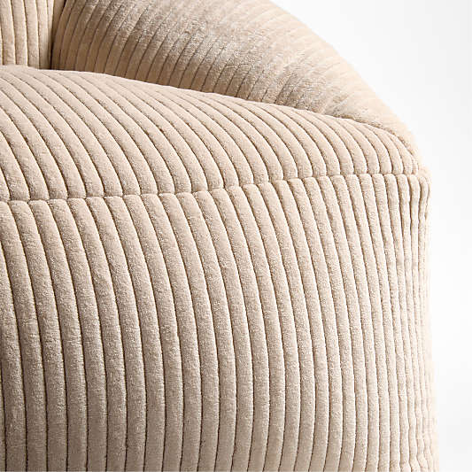 Stone Tan Velvet Corduroy Kids Double Lounge Chair