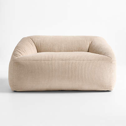 Stone Tan Velvet Corduroy Kids Double Lounge Chair
