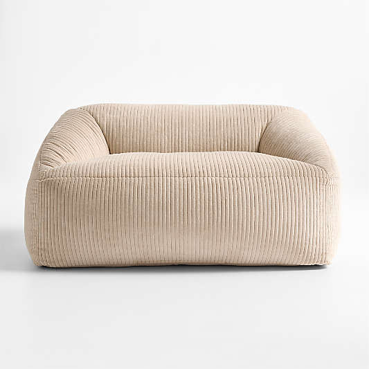 Stone Tan Velvet Corduroy Kids Double Lounge Chair