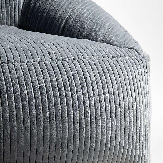 Smoke Blue Velvet Corduroy Kids Double Lounge Chair