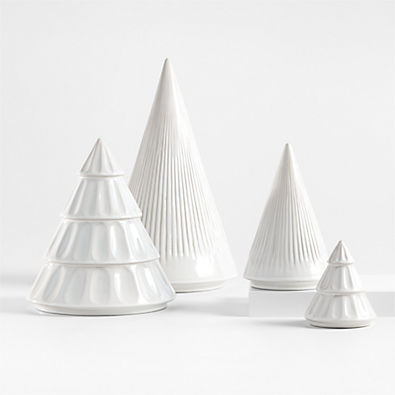 View Dover White Ceramic Christmas Tree Figurines, Set of 4 details