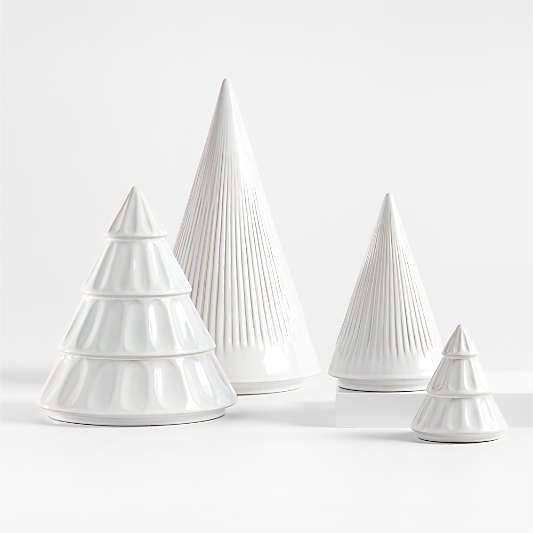 Dover White Ceramic Christmas Tree Figurines, Set of 4