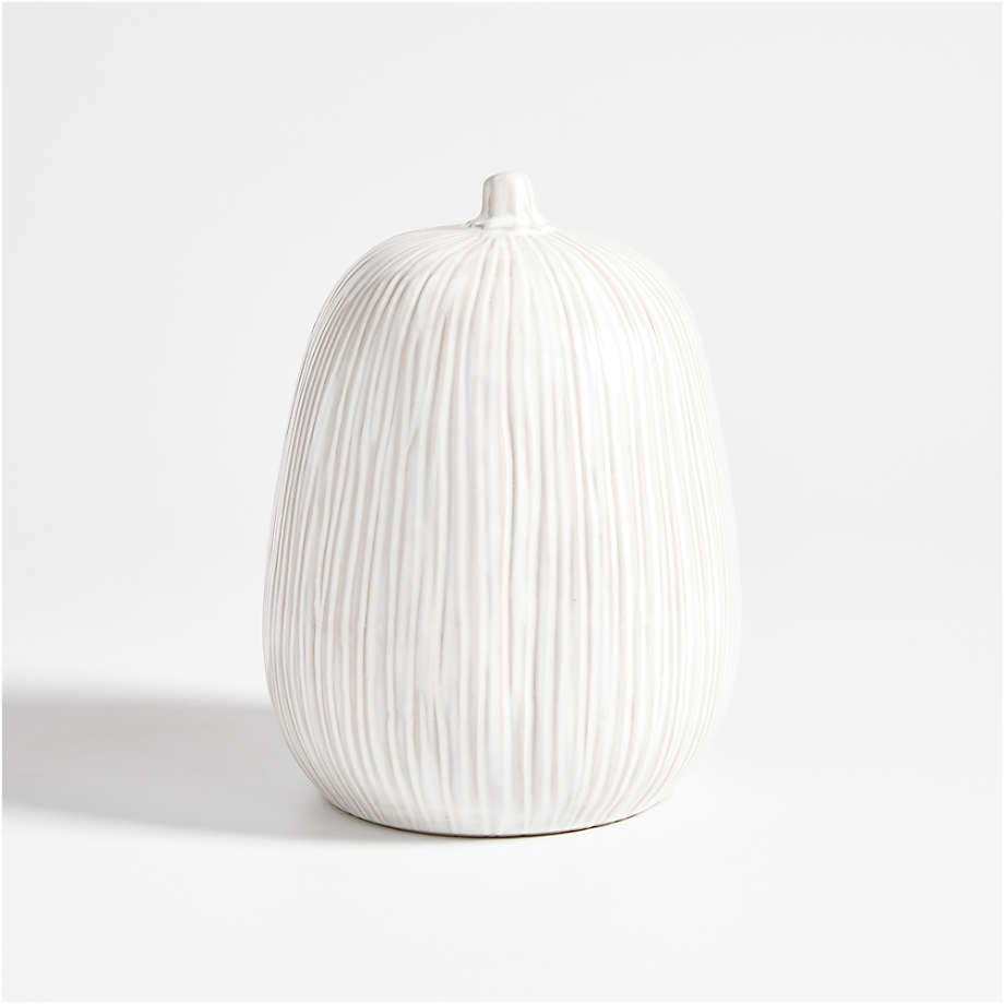 Dover Medium White Ceramic Pumpkin + Reviews | Crate & Barrel