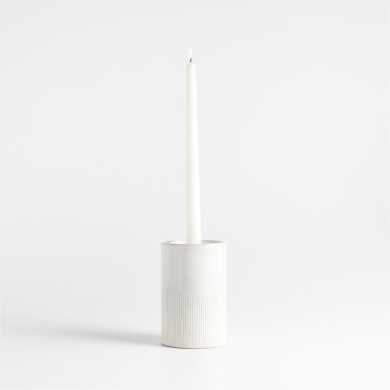 Dover White Ceramic Taper Candle Holder 5.5"