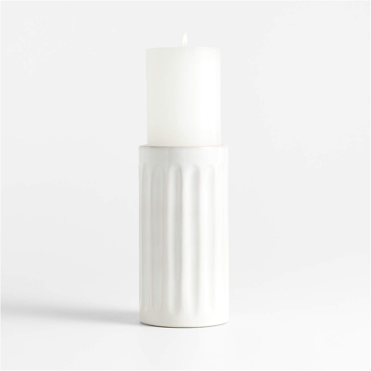 Dover White Ceramic Taper Candle Holder 7" Crate & Barrel