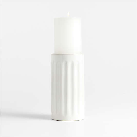 Dover White Ceramic Taper Candle Holder 7"