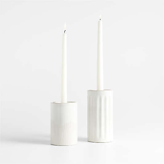 Dover Stoneware Taper Candle Holders, Set of 2