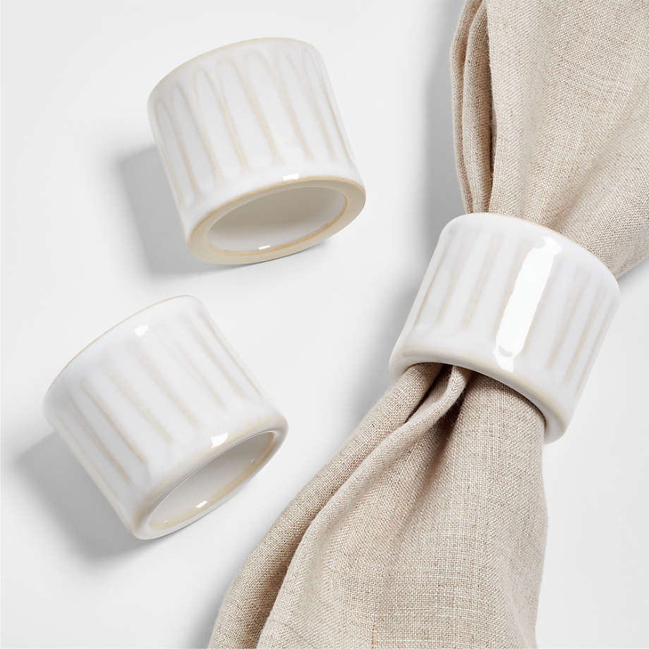 Dover White Stoneware Napkin Ring | Crate & Barrel