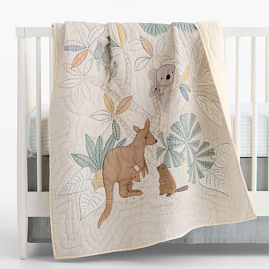 Down Under 100% Organic Cotton Baby Crib Quilt