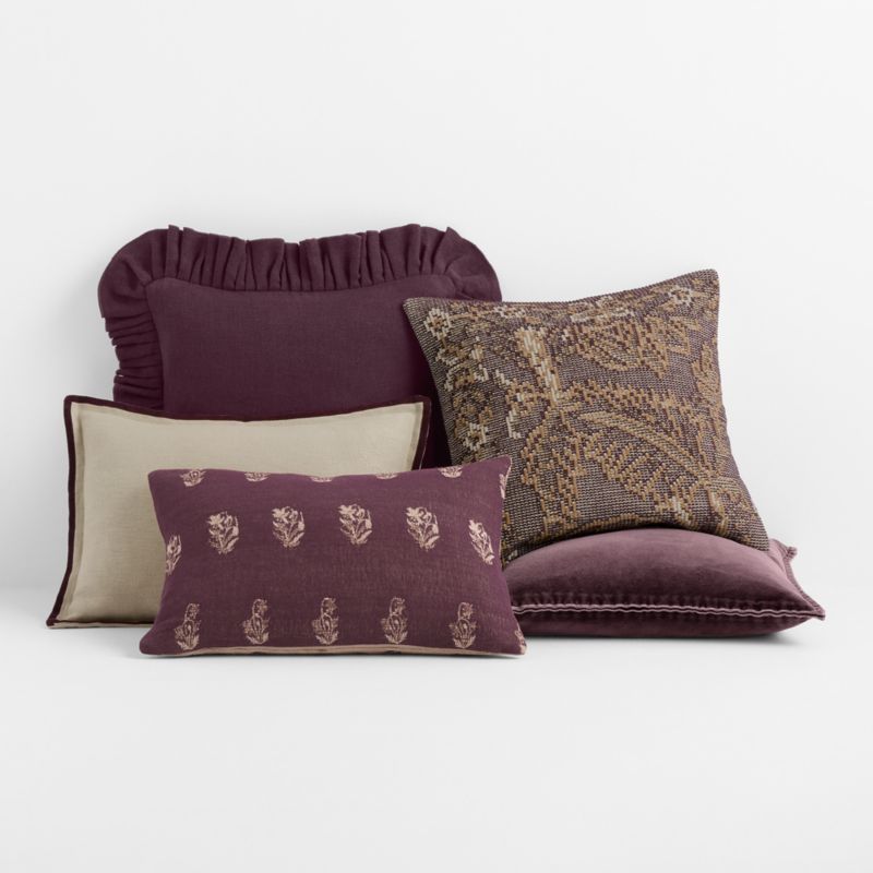 Relaxed Linen Ruffle 20"x20" Deep Burgundy Throw Pillow Cover with Down-Alterntative Insert - image 3 of 5