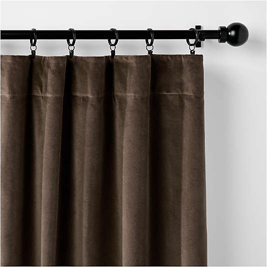 Deep Brown Cotton Velvet Window Curtain Panel