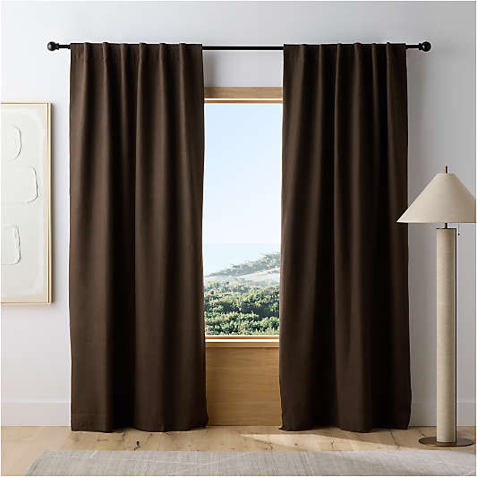 Deep Brown EUROPEAN FLAX ™-Certified Linen Blackout Window Curtain Panel