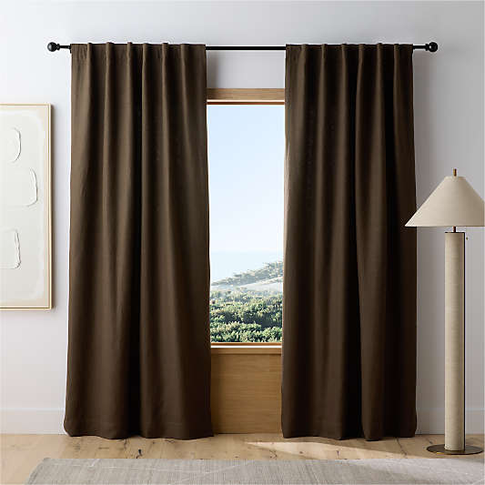 Deep Brown EUROPEAN FLAX â„¢-Certified Linen Window Curtain Panel