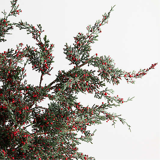 Faux Cypress and Red Berry Holiday Stem 40"