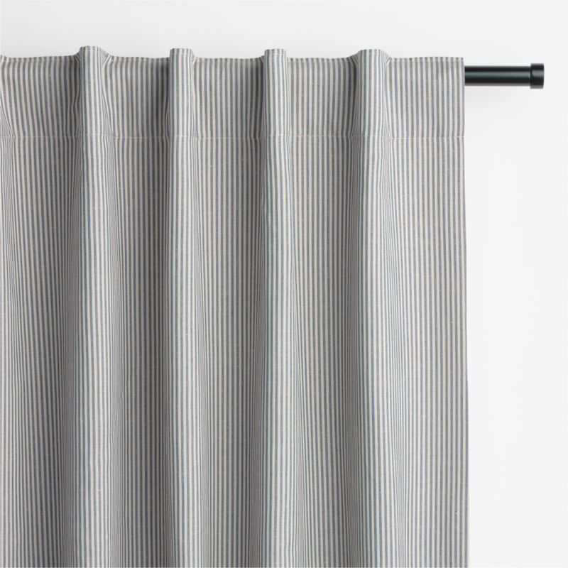 Deep Indigo Stripe Organic Cotton Linen Window Curtain Panel 52"x108" - image 3 of 6
