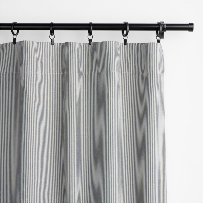 Deep Indigo Stripe Organic Cotton Linen Window Curtain Panel 52"x108" - image 4 of 6