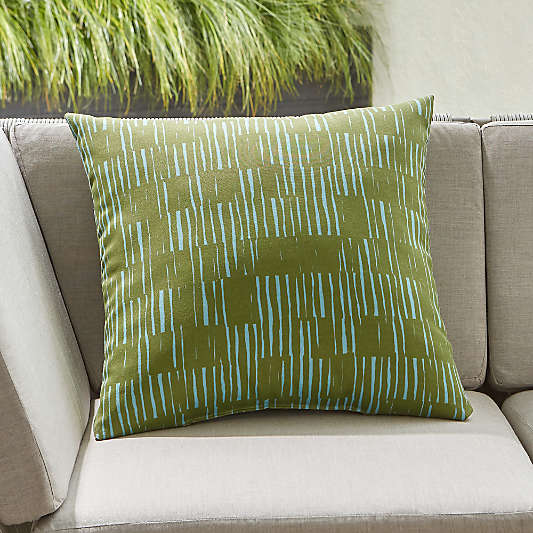 Drawn Stripe Blue 20" Sq. Outdoor Pillow