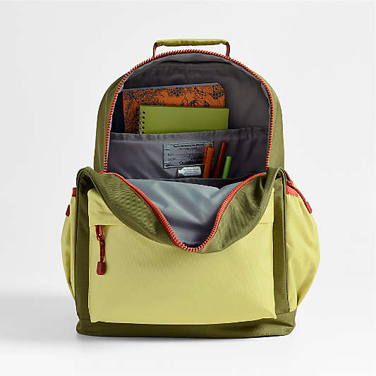 Dreamer Green Colorblock Large Kids Backpack with Side Pockets