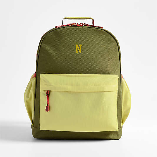 Dreamer Green Colorblock Large Kids Backpack with Side Pockets