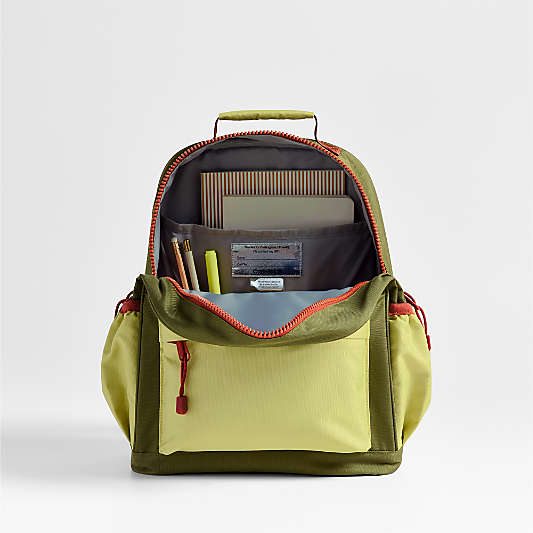 Dreamer Green Colorblock Medium Kids Backpack with Side Pockets