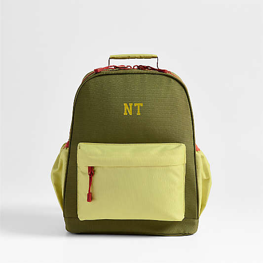 Dreamer Green Colorblock Medium Kids Backpack with Side Pockets