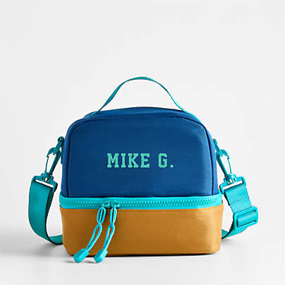 Dreamer Navy Blue and Ochre Colorblock Dual Compartment Soft Insulated Kids Lunch Box