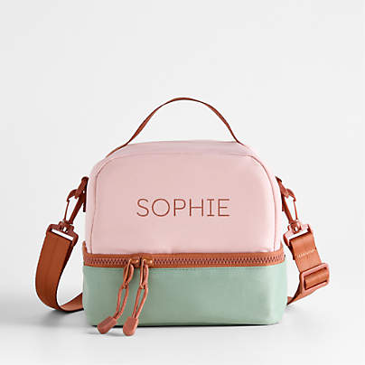 Dreamer Pink and Mint Green Colorblock Dual Compartment Soft Insulated Kids Lunch Box