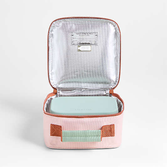Pink and Mint Green Colorblock Standard Soft Insulated Kids Lunch Box