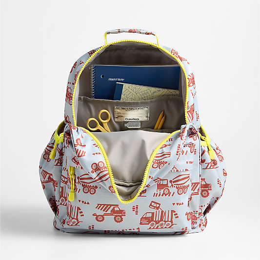 Dreamer Construction Trucks Large Kids Backpack with Side Pockets