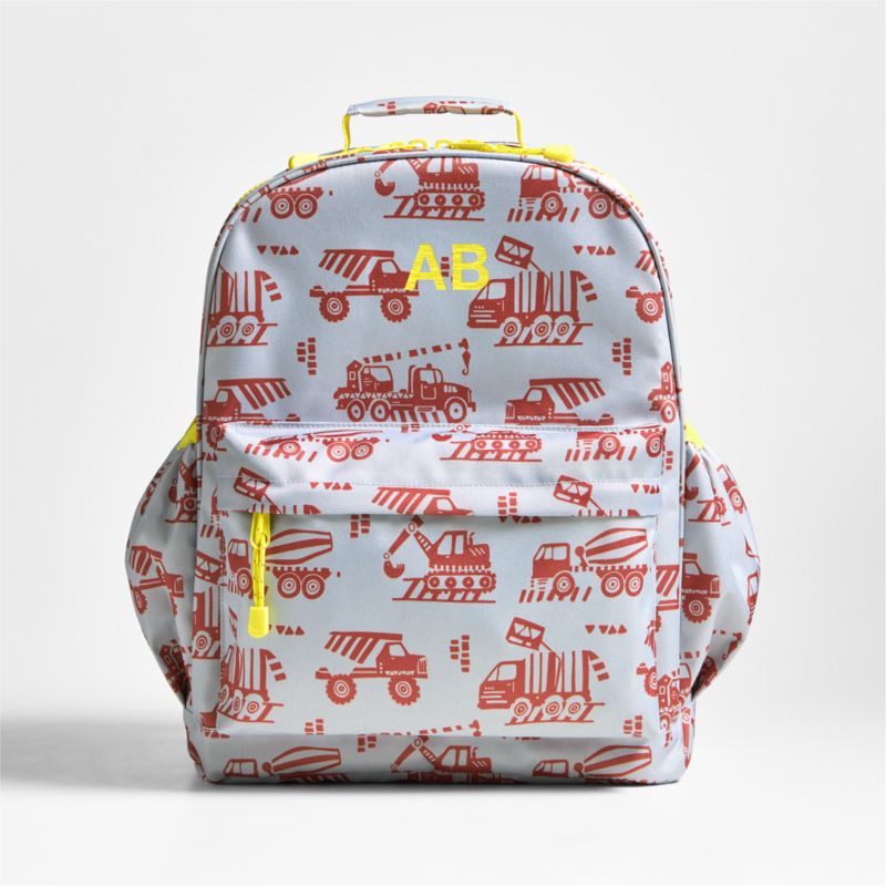 Dreamer Construction Trucks Large Kids Backpack with Side Pockets