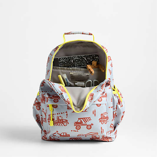 Dreamer Construction Trucks Medium Kids Backpack with Side Pockets