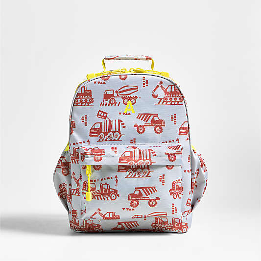 Dreamer Construction Trucks Medium Kids Backpack with Side Pockets
