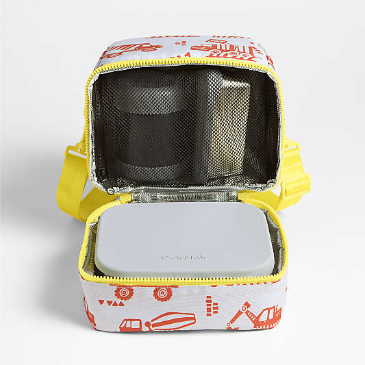 Dreamer Construction Trucks Dual Compartment Soft Insulated Kids Lunch Box