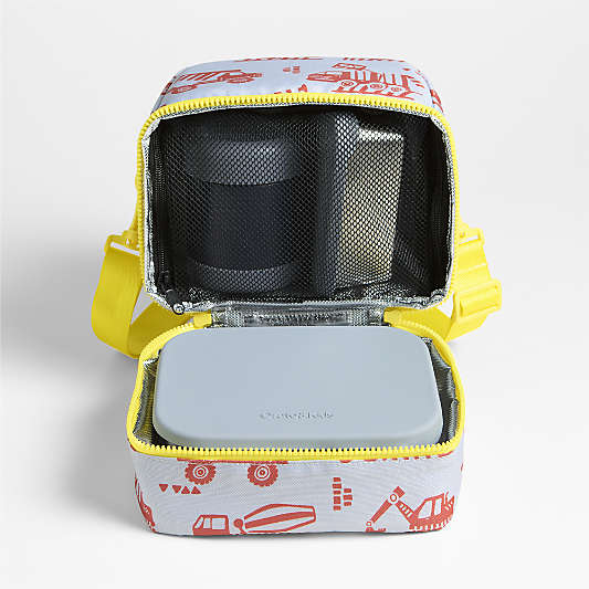 Dreamer Construction Trucks Dual Compartment Soft Insulated Kids Lunch Box